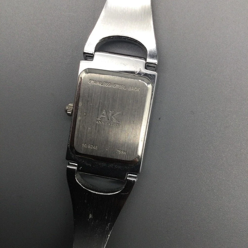 Anne Klein Womens Watch 17mm Silver Tone MOP Rectangular Dial New Battery 6.5